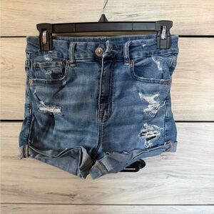 American Eagle Outfitters Blue Distressed Jean Shorts